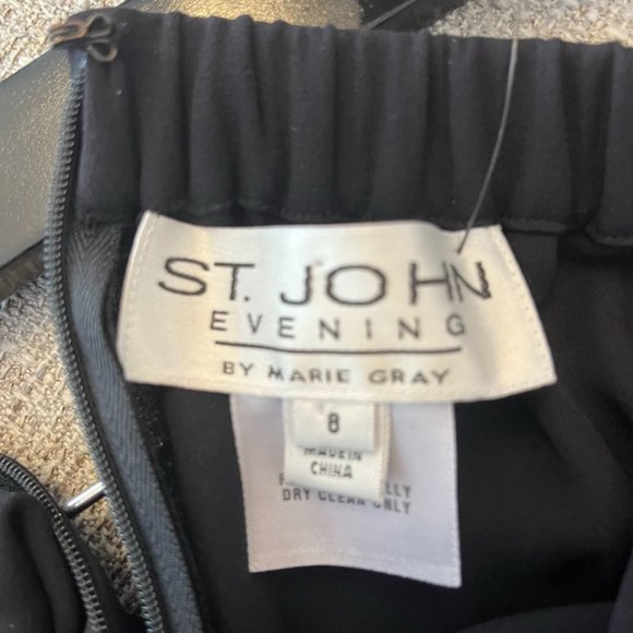 ST. JOHN EVENING Black Straight Leg Flat Front Silk Trouser/Pant - Picture 2 of 8